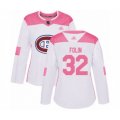 Women Montreal Canadiens #32 Christian Folin Authentic White Pink Fashion Hockey Jersey