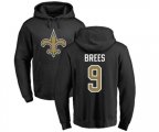New Orleans Saints #9 Drew Brees Black Name & Number Logo Pullover Hoodie