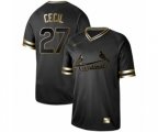 St. Louis Cardinals #27 Brett Cecil Authentic Black Gold Fashion Baseball Jersey