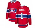 Montreal Canadiens #1 Jacques Plante Red Home Authentic Stitched NHL Jersey