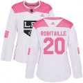 Women's Los Angeles Kings #20 Luc Robitaille Authentic White Pink Fashion NHL Jersey