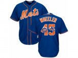 New York Mets #45 Zack Wheeler Authentic Royal Blue Team Logo Fashion Cool Base MLB Jersey