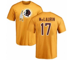 Washington Redskins #17 Terry McLaurin Gold Name & Number Logo T-Shirt
