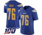 Los Angeles Chargers #76 Russell Okung Limited Electric Blue Rush Vapor Untouchable 100th Season Football Jersey