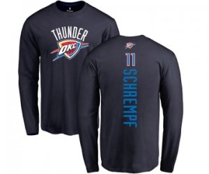 Oklahoma City Thunder #11 Detlef Schrempf Navy Blue Backer Long Sleeve T-Shirt