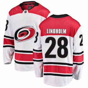 Carolina Hurricanes #28 Elias Lindholm Fanatics Branded White Away Breakaway NHL Jersey
