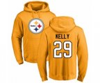 Pittsburgh Steelers #29 Kam Kelly Gold Name & Number Logo Pullover Hoodie