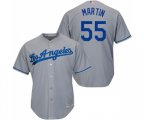 Los Angeles Dodgers #55 Russell Martin Replica Grey Road Cool Base Baseball Jersey