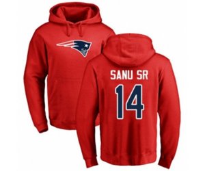 New England Patriots #14 Mohamed Sanu Sr Red Name & Number Logo Pullover Hoodie