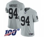 Oakland Raiders #94 Eddie Vanderdoes Limited Silver Inverted Legend 100th Season Football Jersey