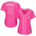 Women's Atlanta Braves #31 Greg Maddux Authentic Pink Fashion Cool Base MLB Jersey