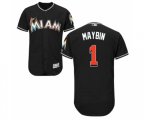 Miami Marlins #1 Cameron Maybin Black Alternate Flex Base Authentic Collection Baseball Jersey