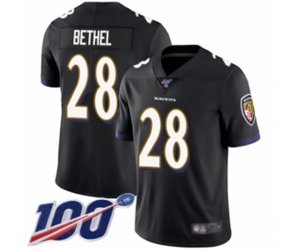 Baltimore Ravens #28 Justin Bethel Black Alternate Vapor Untouchable Limited Player 100th Season Football Jersey