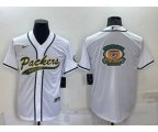 Green Bay Packers White Team Big Logo With Patch Cool Base Stitched Baseball Jersey