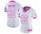 Women Minnesota Vikings #80 Cris Carter Limited White Pink Rush Fashion Football Jersey