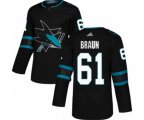 Adidas San Jose Sharks #61 Justin Braun Premier Black Alternate NHL Jersey