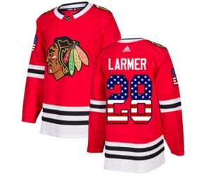 Chicago Blackhawks #28 Steve Larmer Authentic Red USA Flag Fashion NHL Jersey
