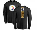 Pittsburgh Steelers #75 Joe Greene Black Backer Long Sleeve T-Shirt