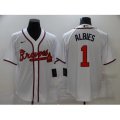 Atlanta Braves #1 Ozzie Albies White Game Authentic Jersey