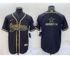Dallas Cowboys Black Gold Team Big Logo With Patch Cool Base Stitched Baseball Jersey