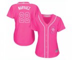 Women's Seattle Mariners #22 Omar Narvaez Authentic Pink Fashion Cool Base Baseball Jersey