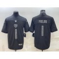 Chicago Bears Blank #1 Justin Fields Black Reflective Limited Stitched Football Jersey
