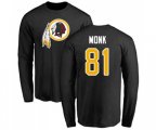Washington Redskins #81 Art Monk Black Name & Number Logo Long Sleeve T-Shirt