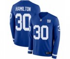 New York Giants #30 Antonio Hamilton Limited Royal Blue Therma Long Sleeve Football Jersey