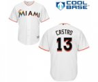 Miami Marlins #13 Starlin Castro Replica White Home Cool Base Baseball Jersey