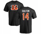 Cincinnati Bengals #14 Andy Dalton Black Name & Number Logo T-Shirt