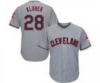 Cleveland Indians #28 Corey Kluber Replica Grey Road Cool Base Baseball Jersey