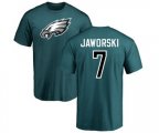 Philadelphia Eagles #7 Ron Jaworski Green Name & Number Logo T-Shirt