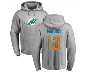 Miami Dolphins #13 Dan Marino Ash Name & Number Logo Pullover Hoodie