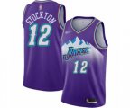 Utah Jazz #12 John Stockton Swingman Purple Hardwood Classics Basketball Jersey