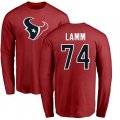 Houston Texans #74 Kendall Lamm Red Name & Number Logo Long Sleeve T-Shirt