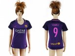 Women Barcelona #9 Suarez Away Soccer Club Jersey