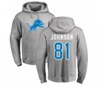 Detroit Lions #81 Calvin Johnson Ash Name & Number Logo Pullover Hoodie