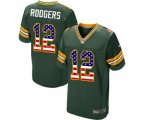 Green Bay Packers #12 Aaron Rodgers Elite Green Home USA Flag Fashion Football Jersey