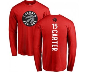 Toronto Raptors #15 Vince Carter Red Backer Long Sleeve T-Shirt