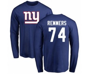 New York Giants #74 Mike Remmers Royal Blue Name & Number Logo Long Sleeve T-Shirt
