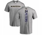 Baltimore Ravens #24 Marcus Peters Ash Backer T-Shirt