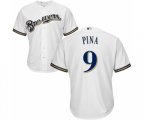 Milwaukee Brewers #9 Manny Pina Replica White Alternate Cool Base Baseball Jersey