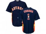 Houston Astros #1 Carlos Correa Authentic Navy Blue Team Logo Fashion Cool Base MLB Jersey