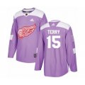 Detroit Red Wings #15 Chris Terry Authentic Purple Fights Cancer Practice NHL Jersey