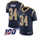Los Angeles Rams #34 Malcolm Brown Navy Blue Team Color Vapor Untouchable Limited Player 100th Season Football Jersey
