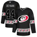 Carolina Hurricanes #44 Calvin De Haan Authentic Black Team Logo Fashion NHL Jersey