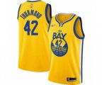 Golden State Warriors #42 Nate Thurmond Authentic Gold Finished Basketball Jersey - Statement Edition