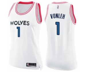 Women\'s Minnesota Timberwolves #1 Noah Vonleh Swingman White Pink Fashion Basketball Jersey