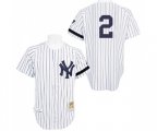 New York Yankees #2 Derek Jeter Authentic White Throwback Baseball Jersey