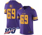 Minnesota Vikings #69 Rashod Hill Limited Purple Rush Vapor Untouchable 100th Season Football Jersey
